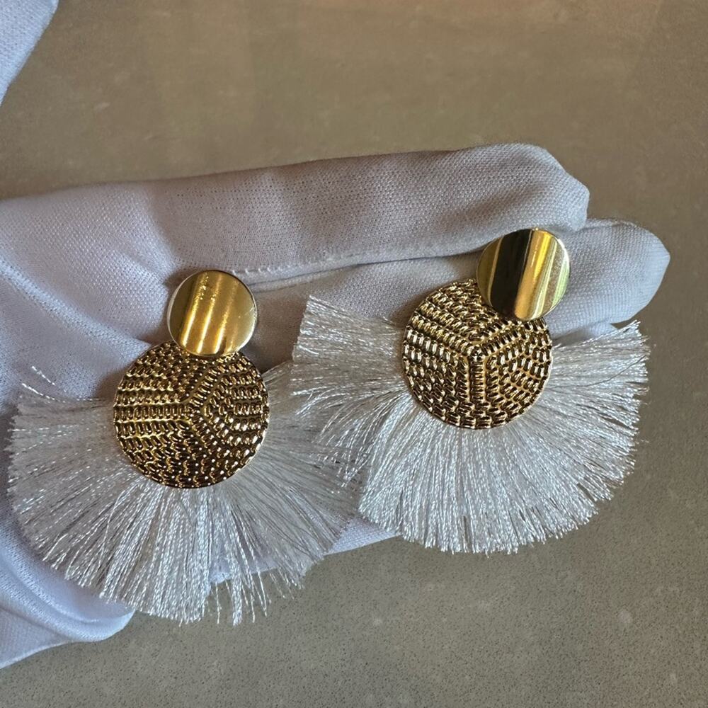 Gold and White Statement Earring- top quality jewelry
